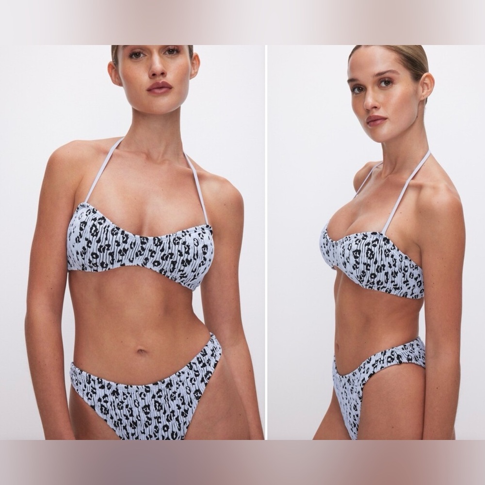 Good American Always Fits Tiny Bikini Top Leopard, New With Tags